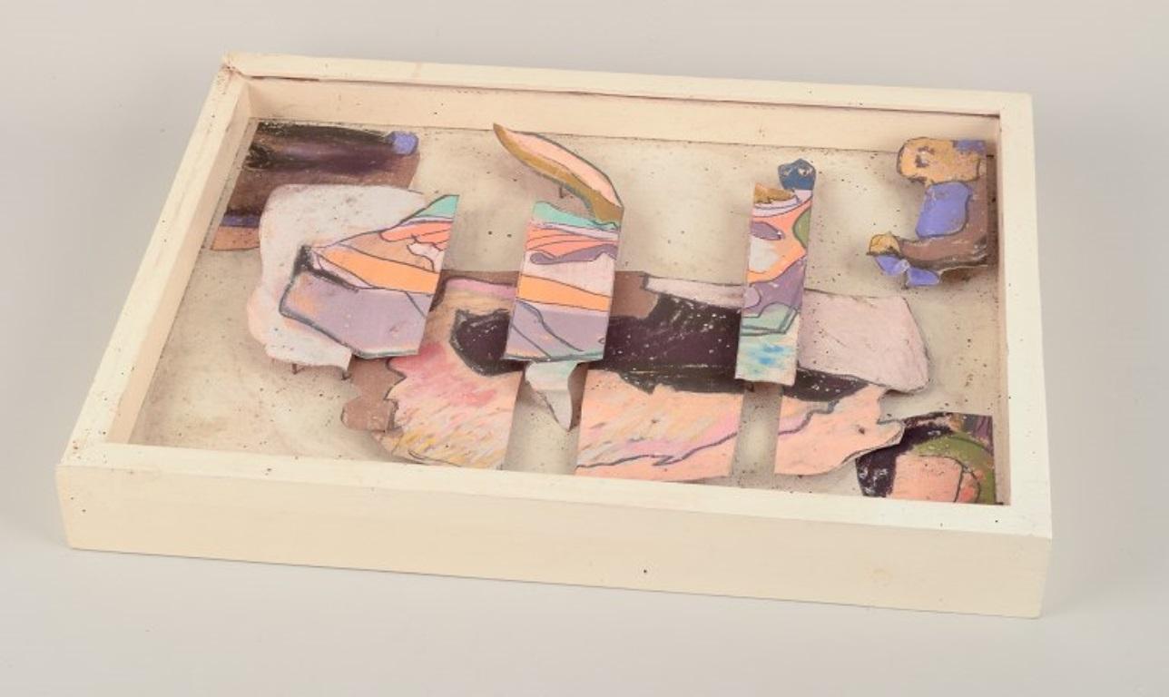 Mid-20th Century Ingvar Engdahl, listed Swedish artist. Mixed media / board. Abstract composition For Sale