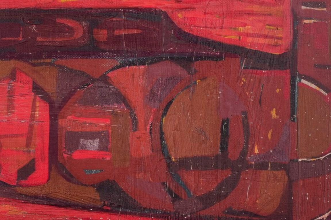 Mid-20th Century Ingvar Engdahl, listed Swedish artist. Oil on canvas. Abstract composition. For Sale