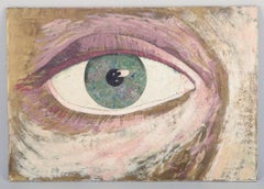 Ingvar Engdahl, Swedish artist. Mixed media on board. Close-up view of an eye.