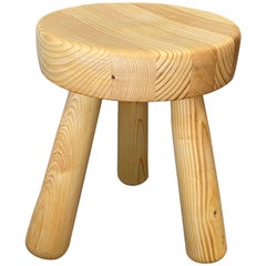 Ingvar Hildingsson, Functionalist Stool, Pine, Sweden, Signed and Labeled