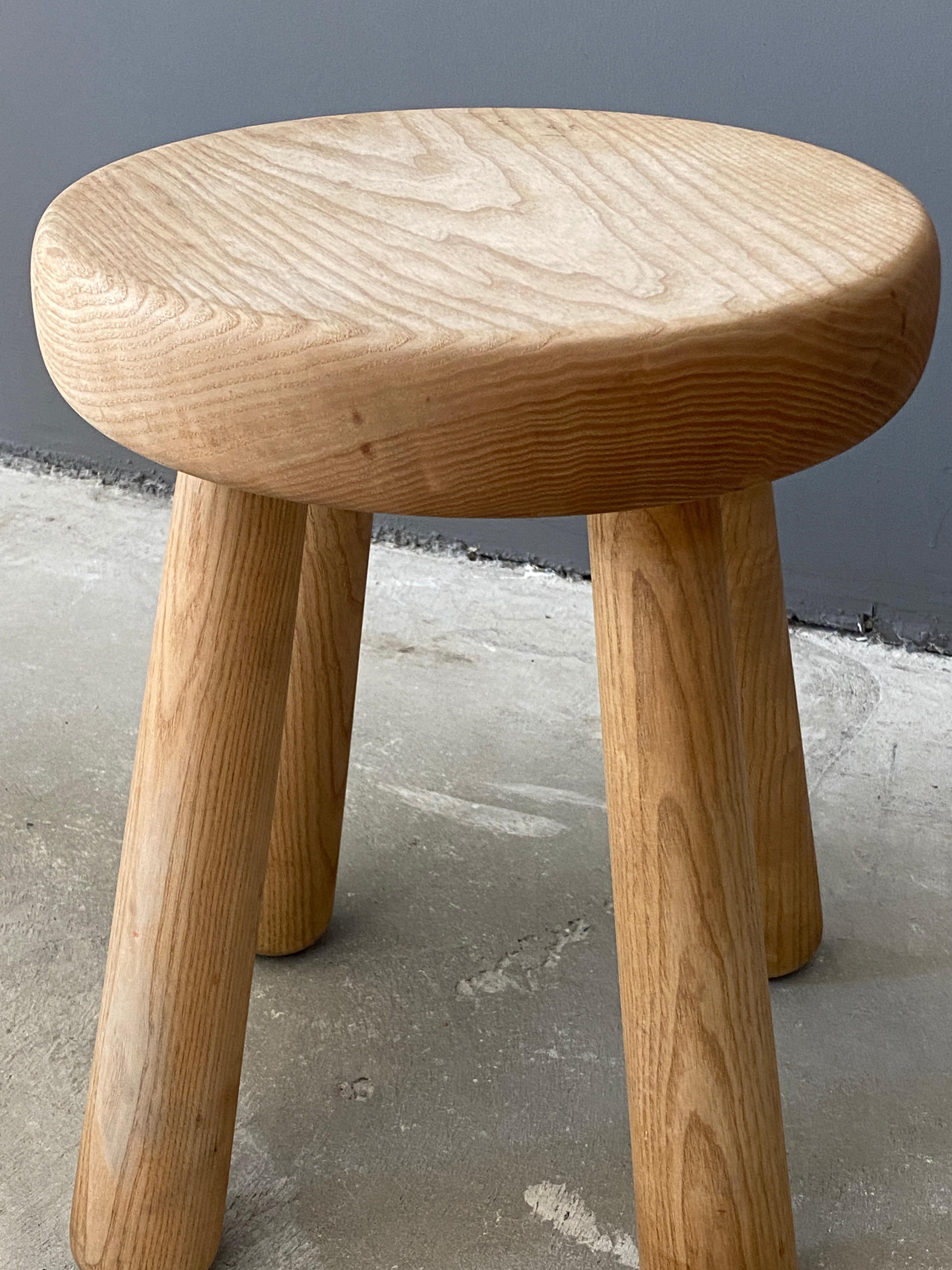 Late 20th Century Ingvar Hildingsson, Functionalist Stool, Sculpted Solid Oak, Sweden, 1960s