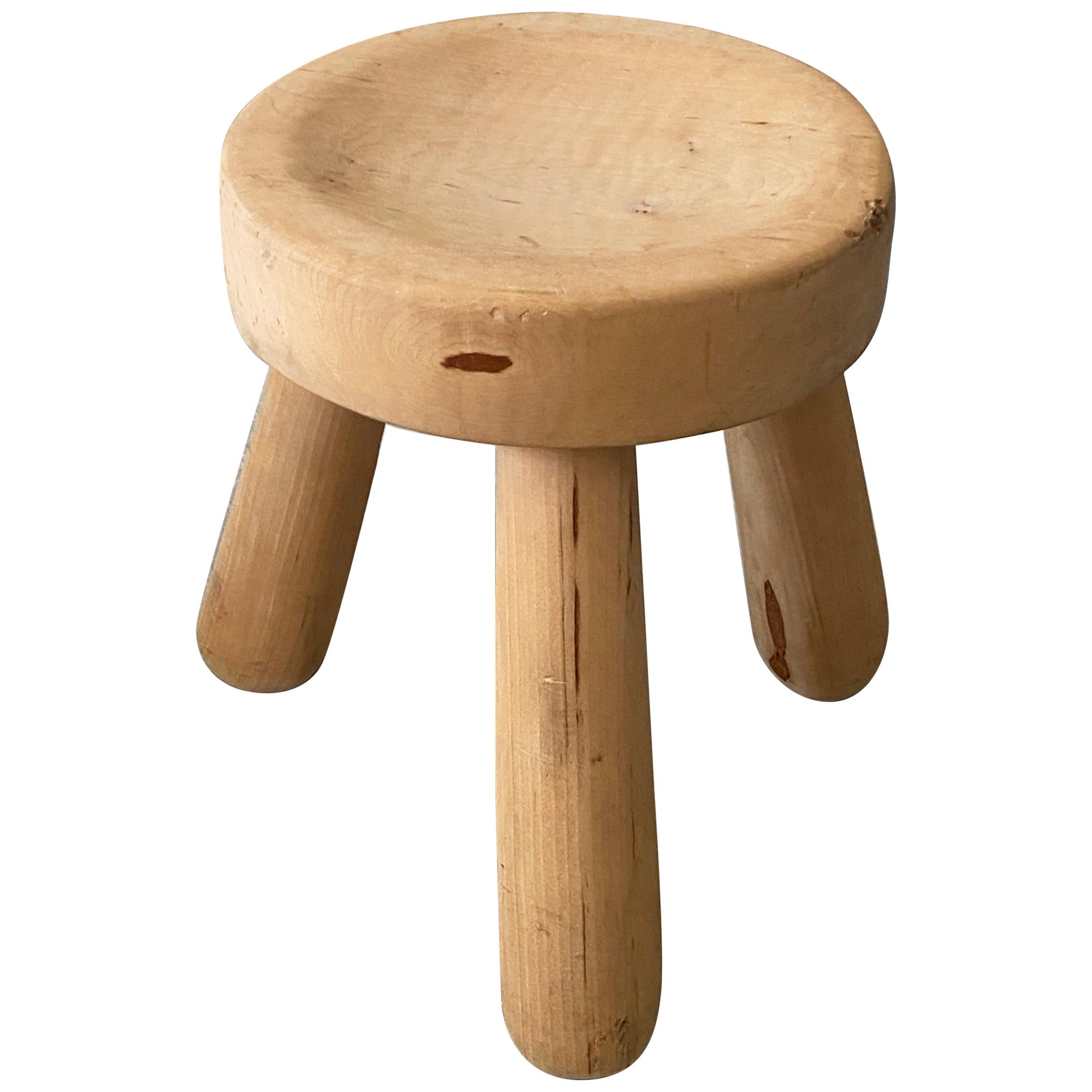 Ingvar Hildingsson, Functionalist Stool, sculpted solid pine, Sweden, 1960s