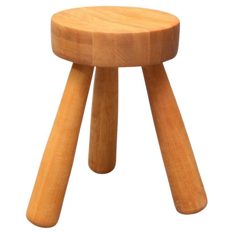 Ingvar Hildingsson, Large Stool, Pine, Sweden, Signed and Labeled, 1970's For Sale