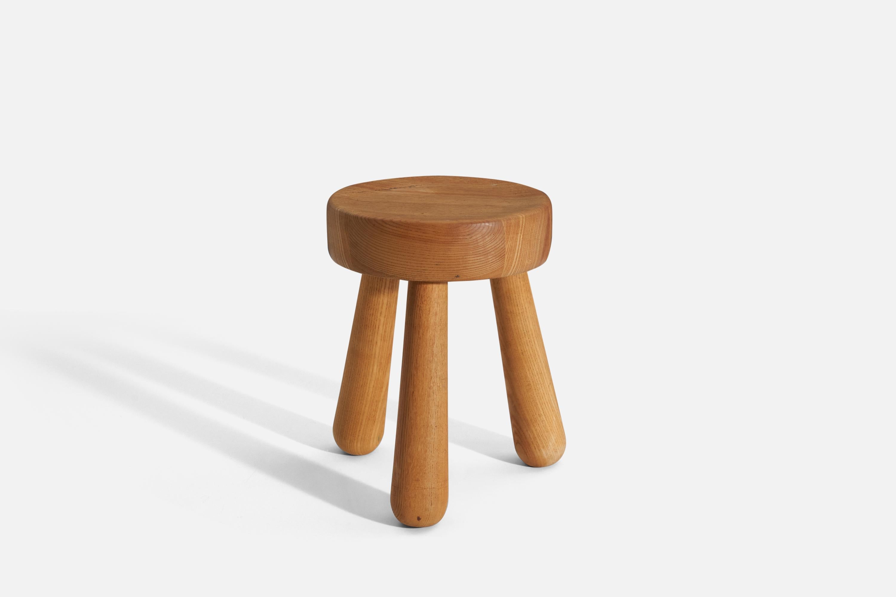 Ingvar Hildingsson, Stool, Solid Oak, Sweden, 1960s In Good Condition For Sale In High Point, NC