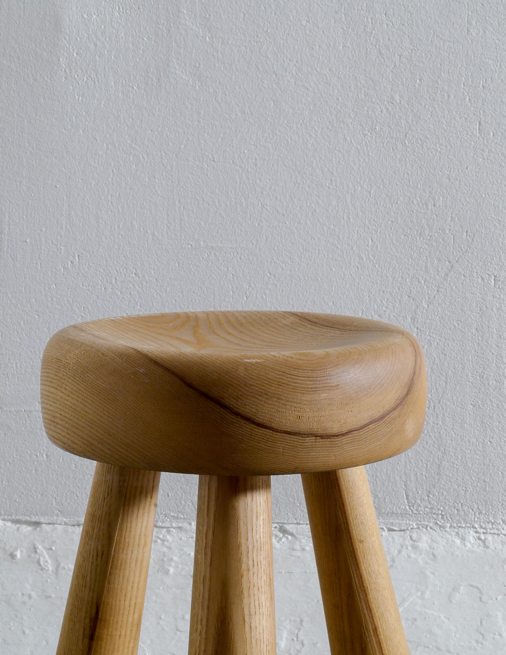 Swedish Ingvar Hildingsson Tripod Stool in Solid Pine Produced in Sweden, 1970s