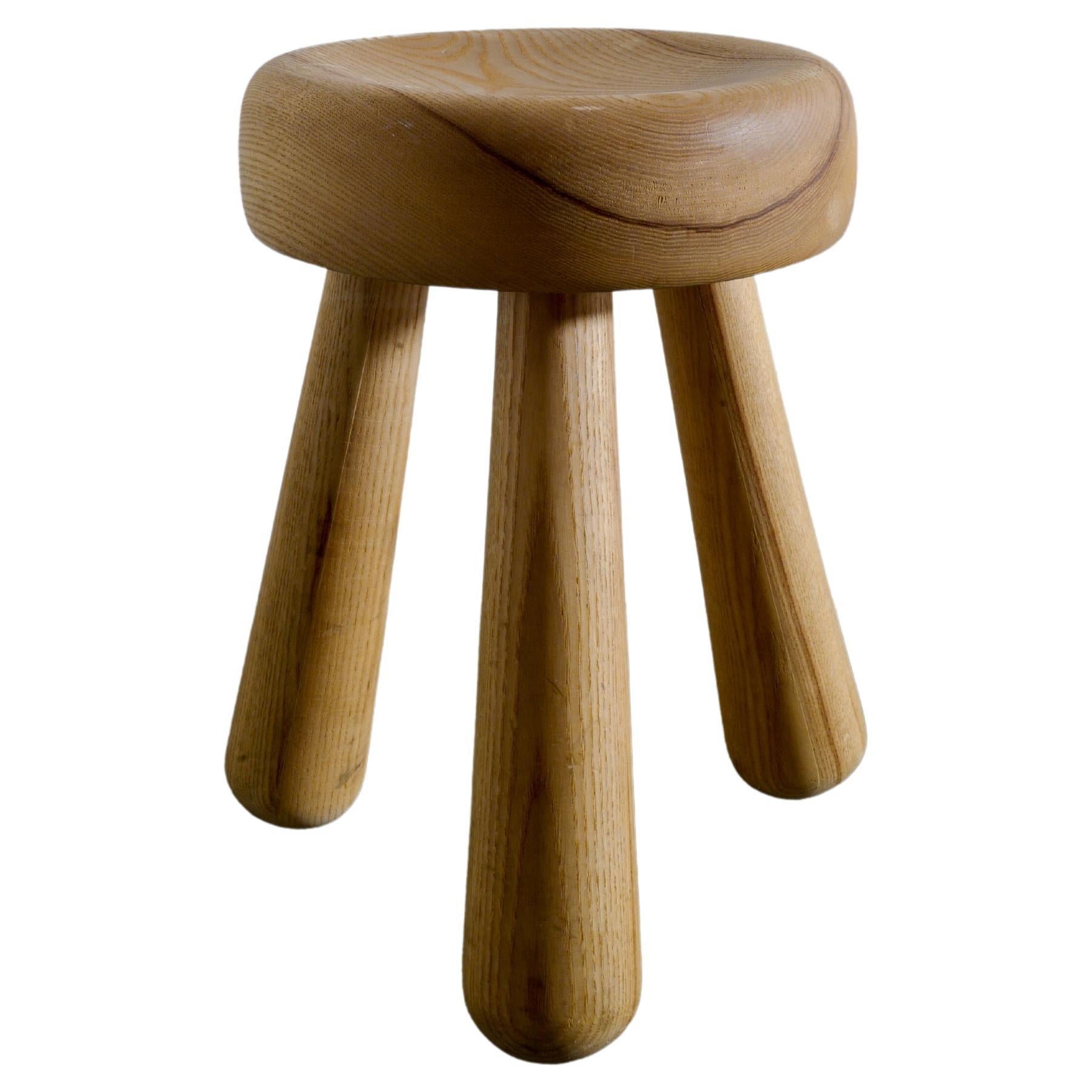 Ingvar Hildingsson Tripod Stool in Solid Pine Produced in Sweden, 1970s