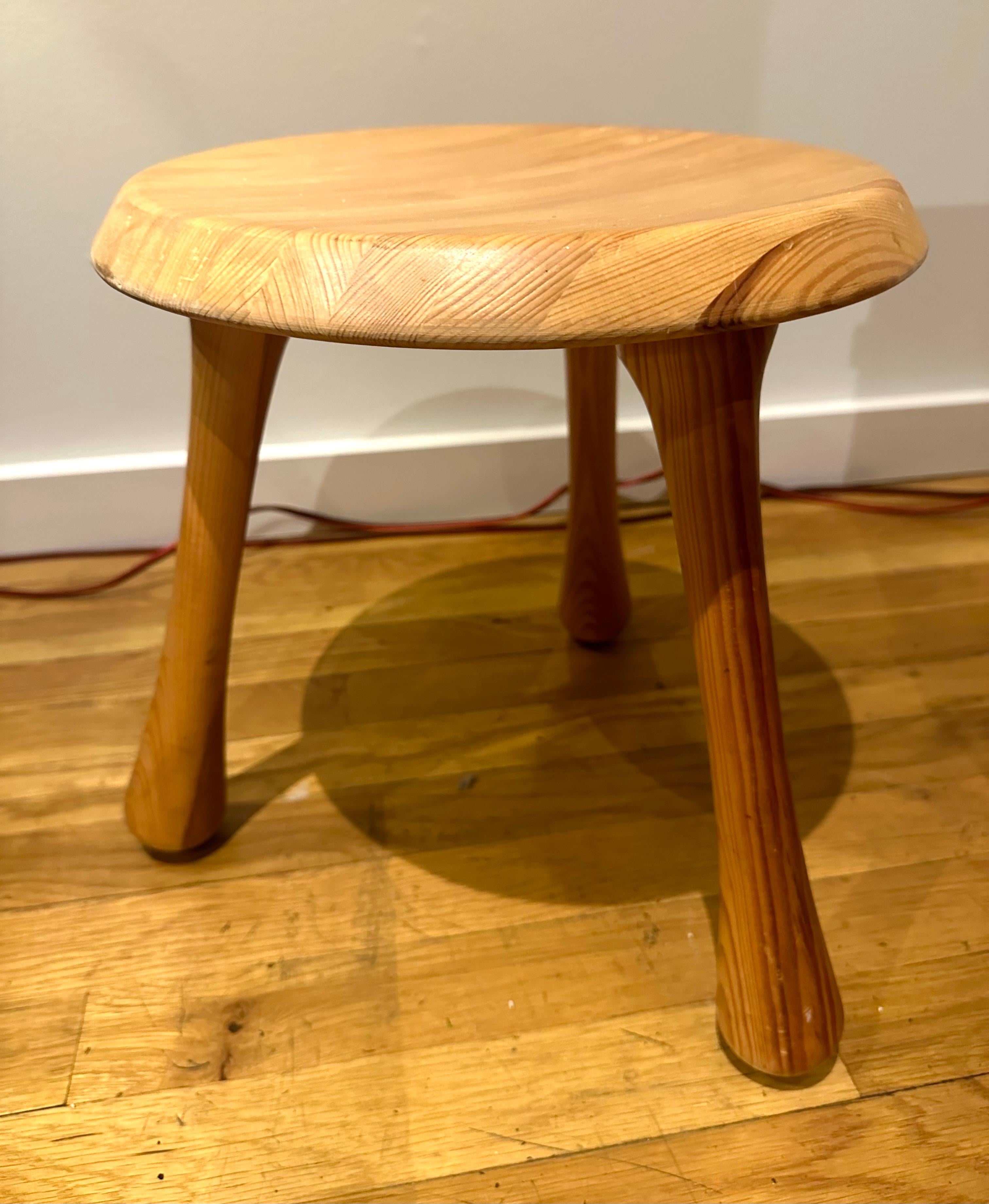 Designed by Ikea founder and industrial design legend Ingvar Kamprad,  this simple milking stool has a wonderful organic form with sculpted seat and primitive bulbous legs. Made as a limited release for Terrance Conran's Habitat stores in the early