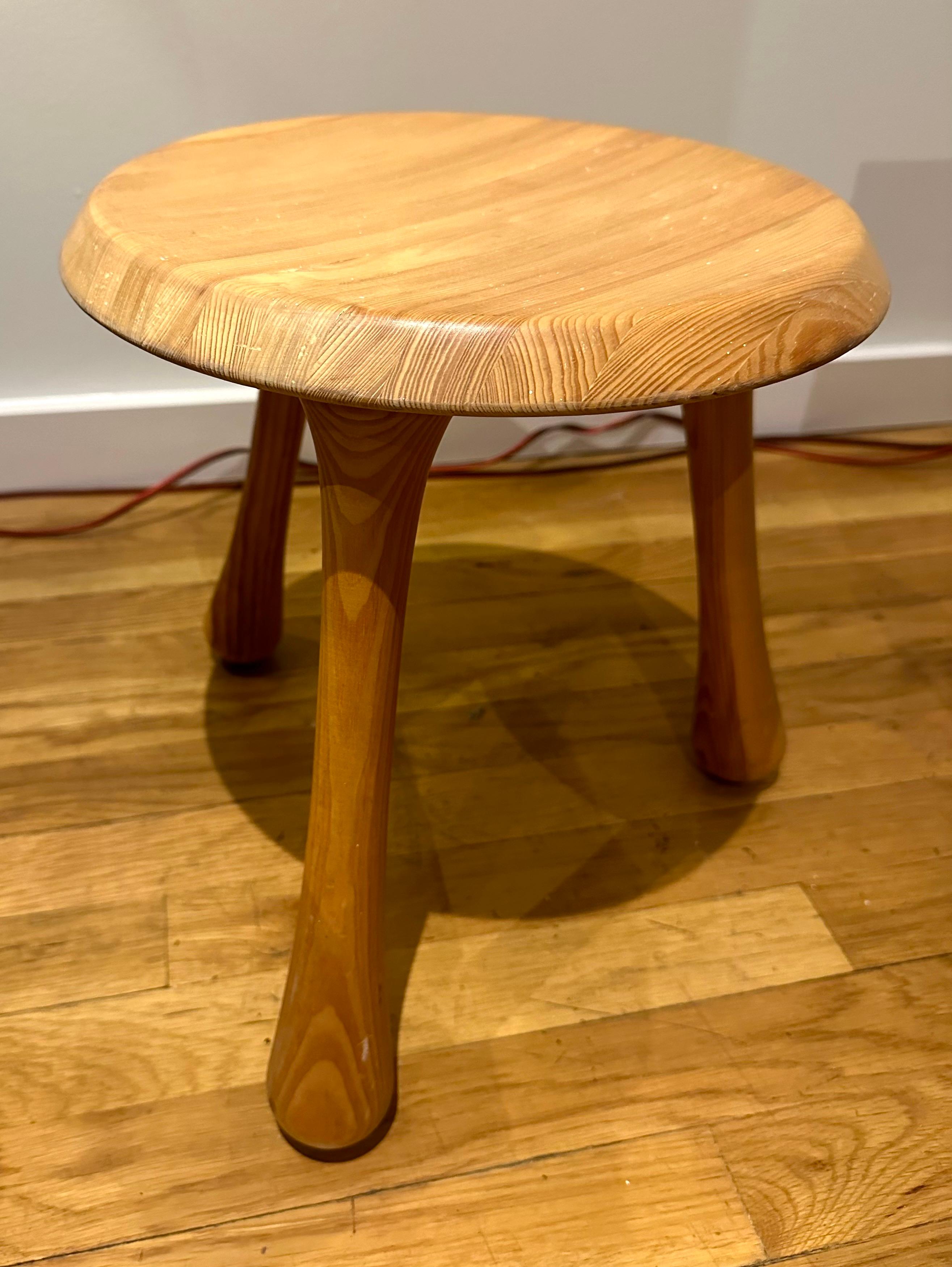 Modern Ingvar Kamprad, Three-Legged White Pine stool For Sale