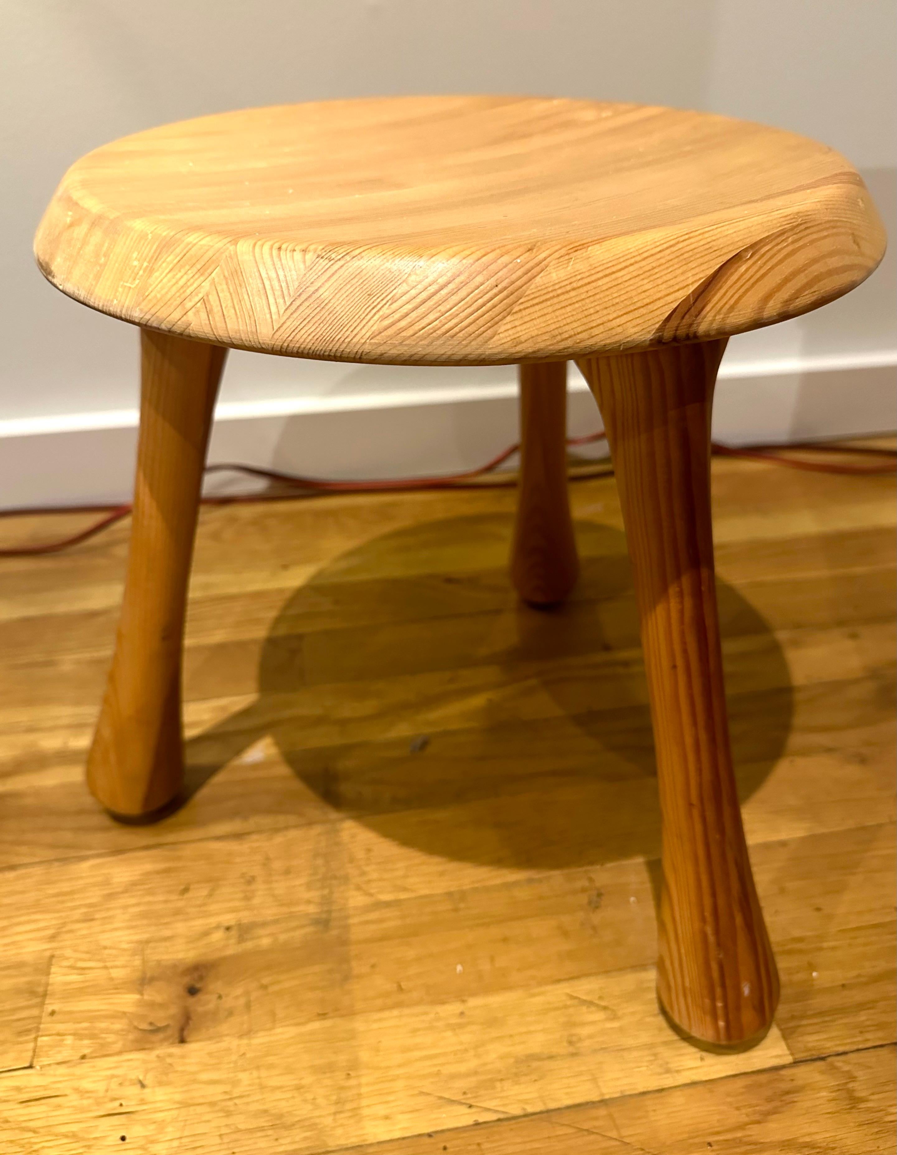 Ingvar Kamprad, Three-Legged White Pine stool In Good Condition For Sale In Brooklyn, NY