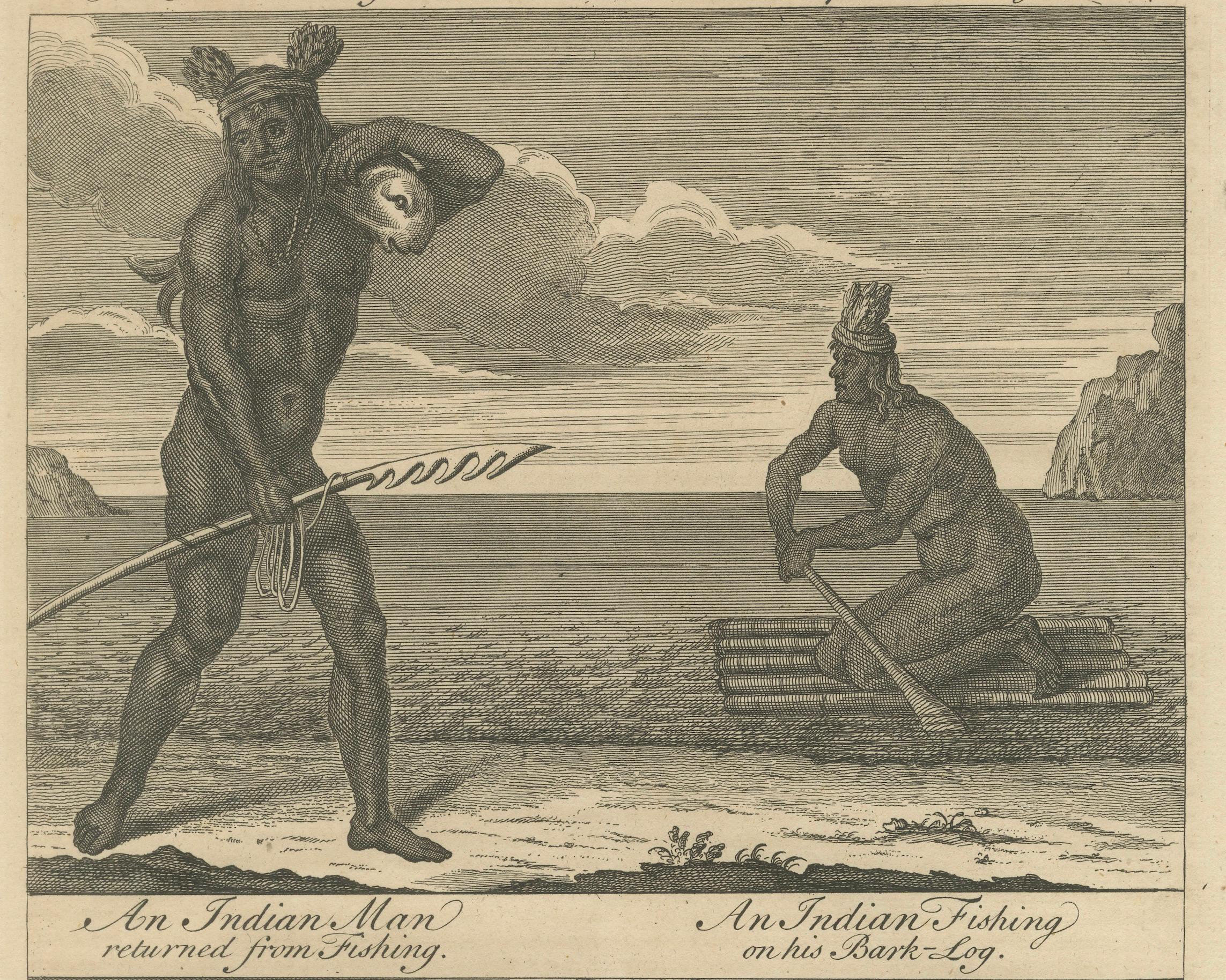 Inhabitants of California, Indigenous Dress and Daily Life Engraving, c1774