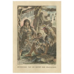 Inhabitants of French Harbour – Antique Hand-Colored Ethnographic Print c.1805