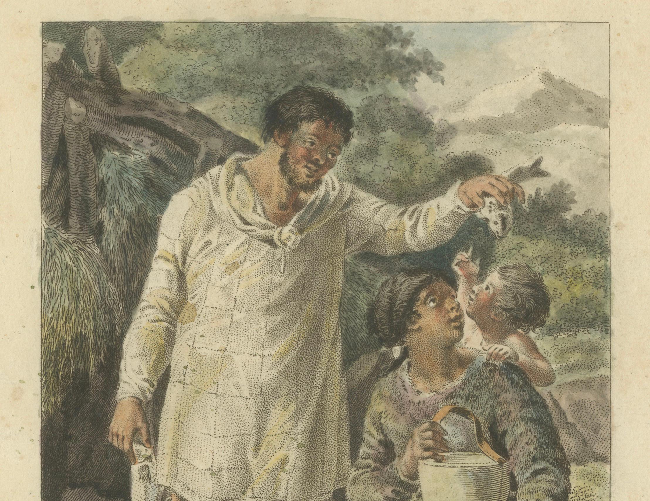Inhabitants of Norton Bay, Alaska – Antique Hand-Colored Ethnographic Print 1805