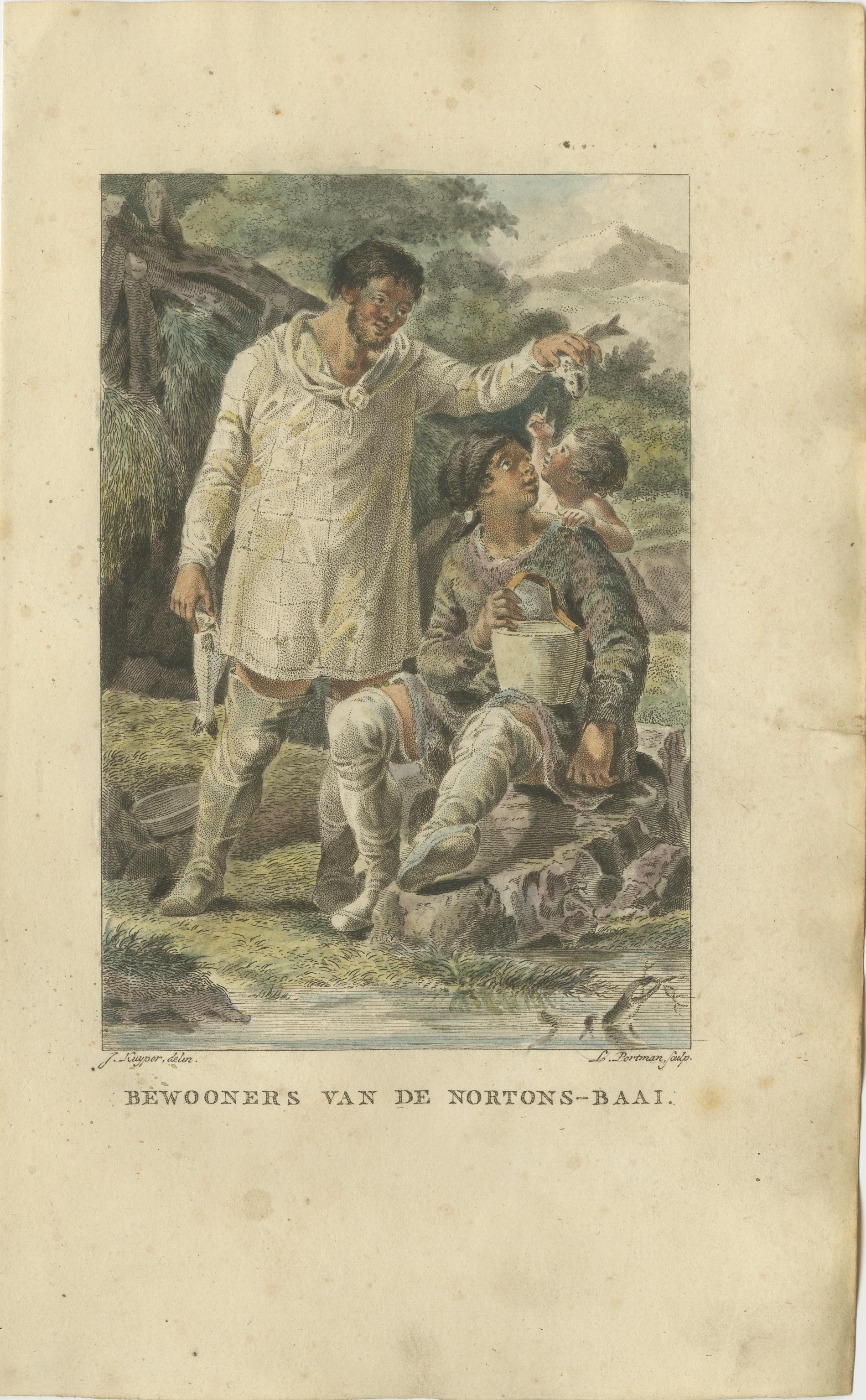 Inhabitants of Norton Bay, Alaska – Antique Hand-Colored Ethnographic Print 1805