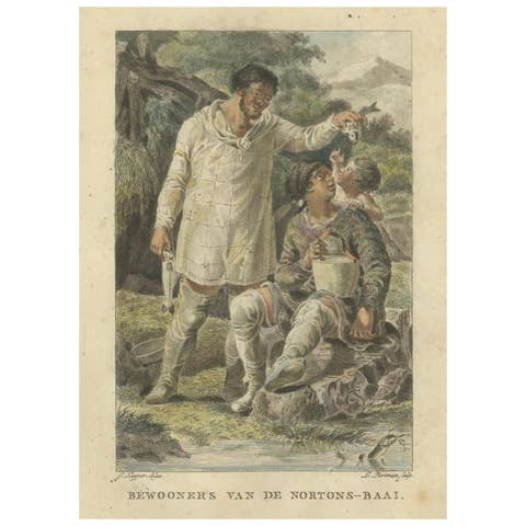 Inhabitants of Norton Bay, Alaska – Antique Hand-Colored Ethnographic Print 1805