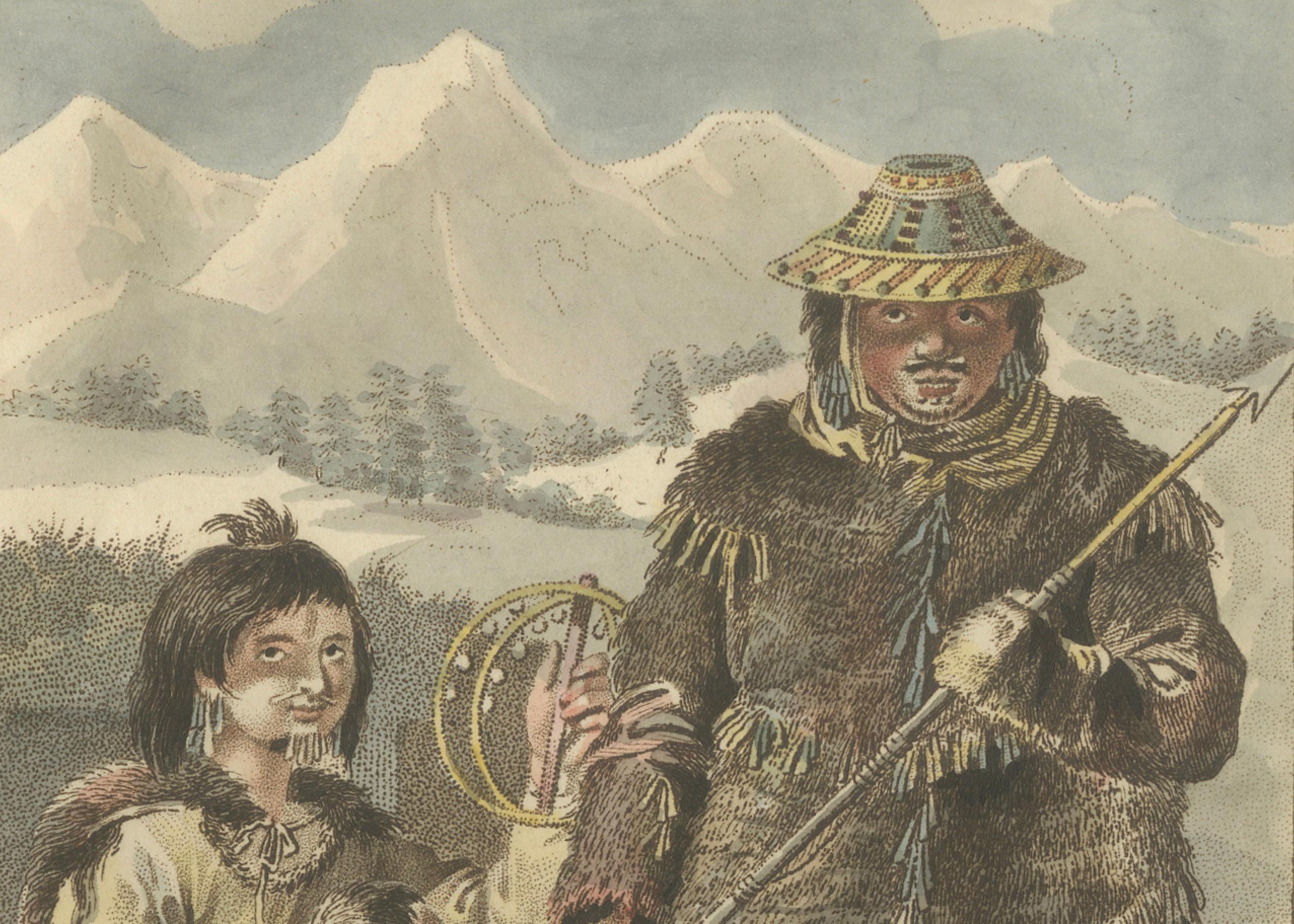 Inhabitants of Prince William’s Bay, Alaska – Antique Ethnographic Print, 1805