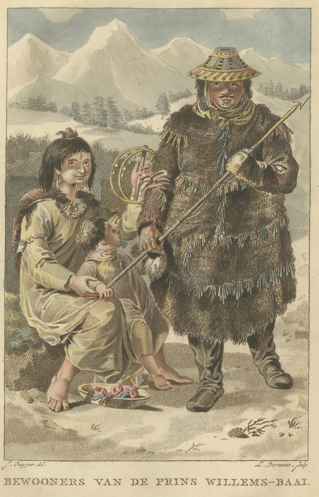 Inhabitants of Prince William’s Bay, Alaska – Antique Ethnographic Print, 1805