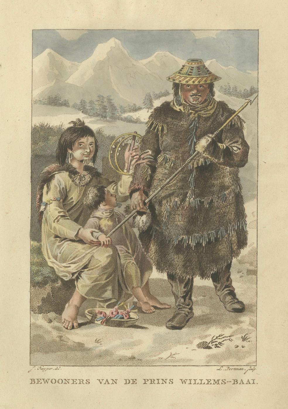 Inhabitants of Prince William’s Bay, Alaska – Antique Ethnographic Print, 1805