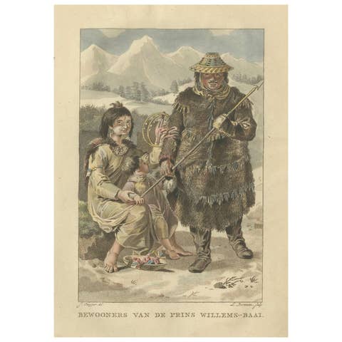 Inhabitants of Prince William’s Bay, Alaska – Antique Ethnographic Print, 1805