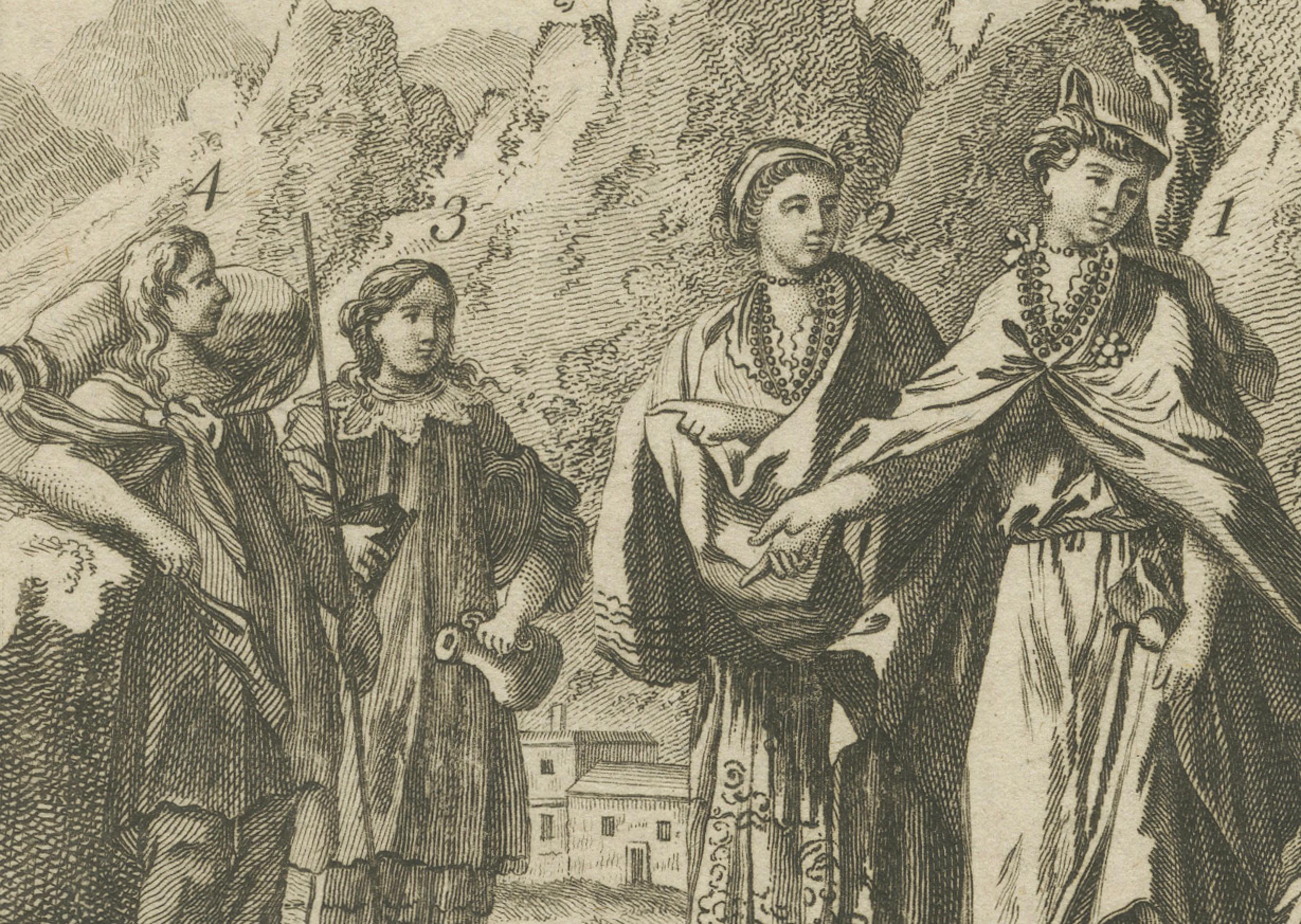 Inhabitants of Quito, South America, from Middleton's Geography, 1777 In Fair Condition For Sale In Langweer, NL