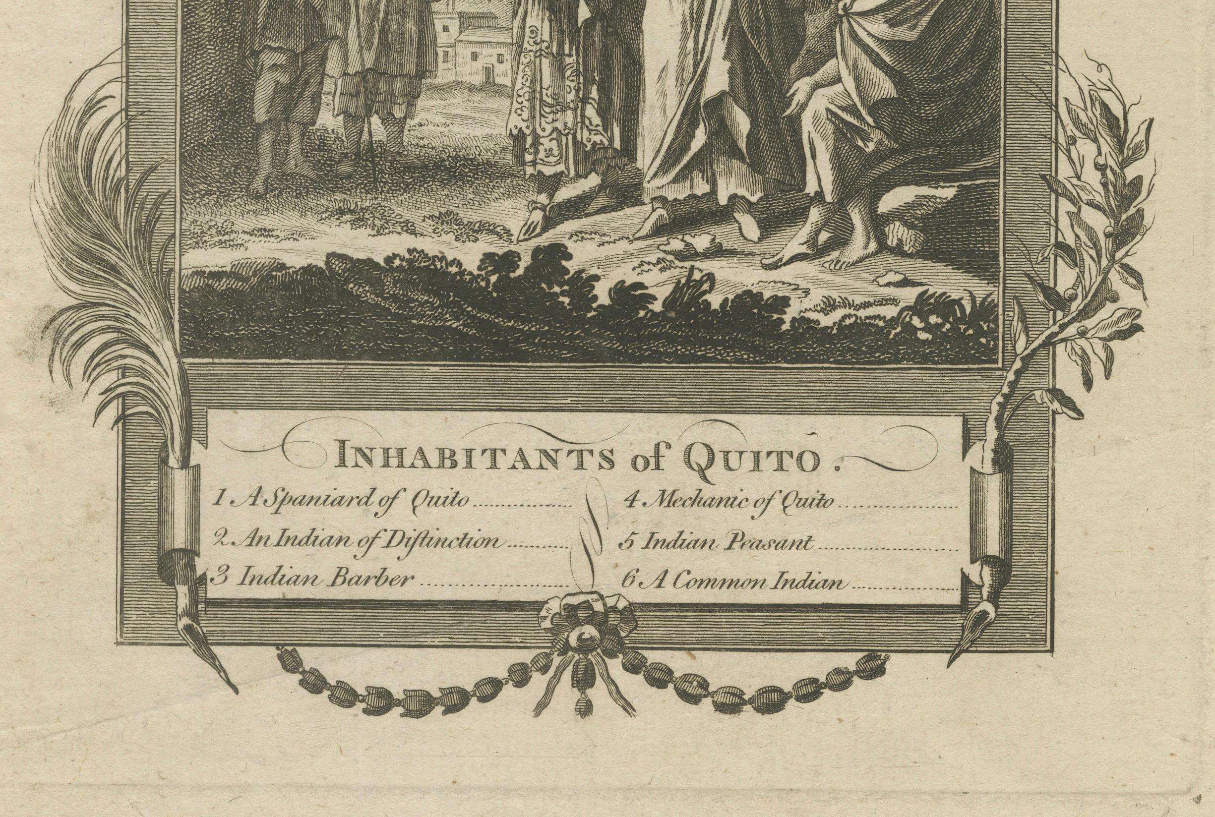 Late 18th Century Inhabitants of Quito, South America, from Middleton's Geography, 1777 For Sale