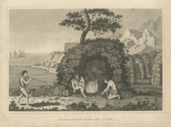 Inhabitants of Terra del Fuego, Patagonia, Antique Engraving, circa 1825