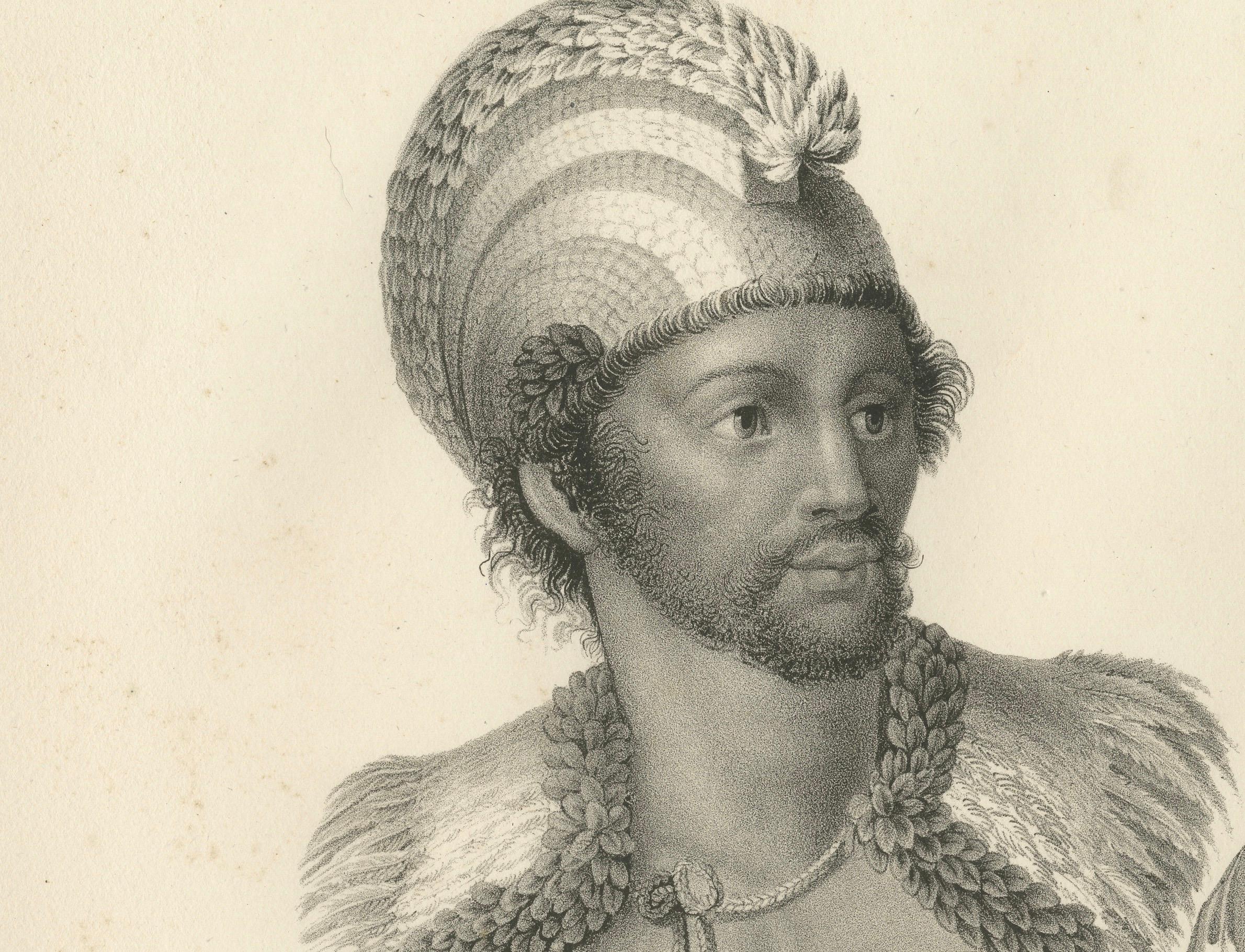 Habitantes de las Islas Sándwich (Hawai) por Brodtman, 1835 Mediados del siglo XIX en venta