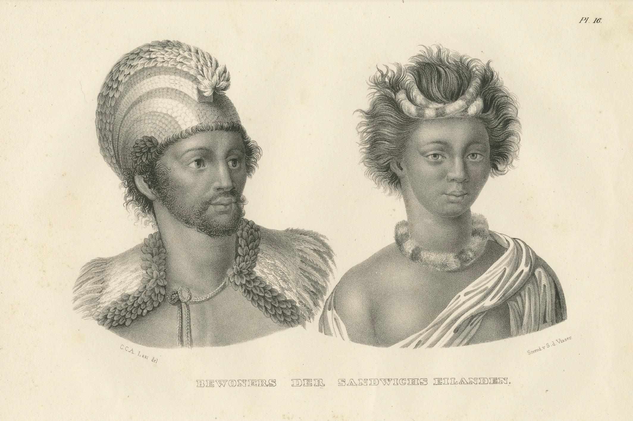 Habitantes de las Islas Sándwich (Hawai) por Brodtman, 1835 Papel en venta