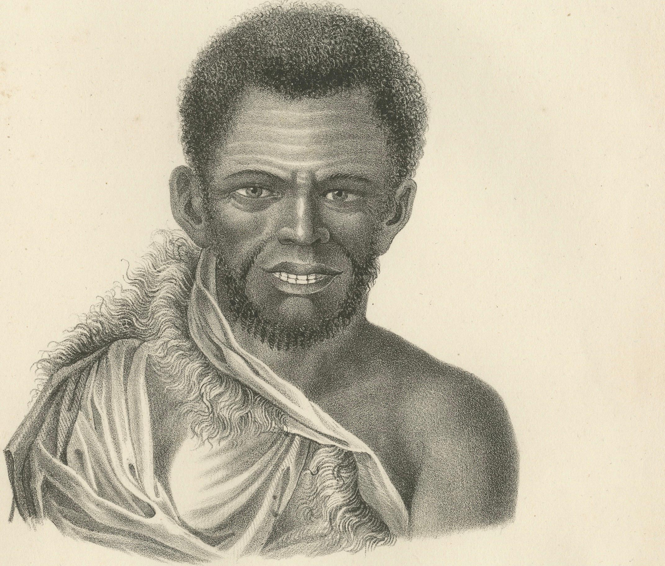 Habitantes de la Tierra de Van Diemen, Litografías de C.C. Último, 1836, Tasmania Mediados del siglo XIX en venta