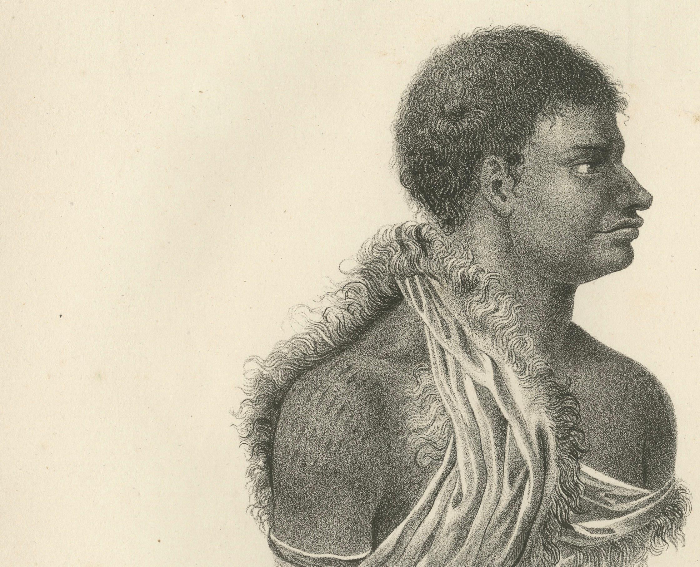 Habitantes de la Tierra de Van Diemen, Litografías de C.C. Último, 1836, Tasmania Papel en venta