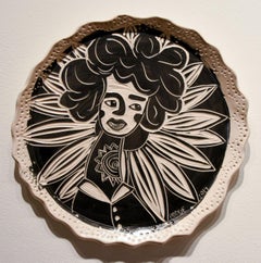 Inherent Light and Chin Up Diptych, Portrait, Carved Porcelain Wall Sculpture.