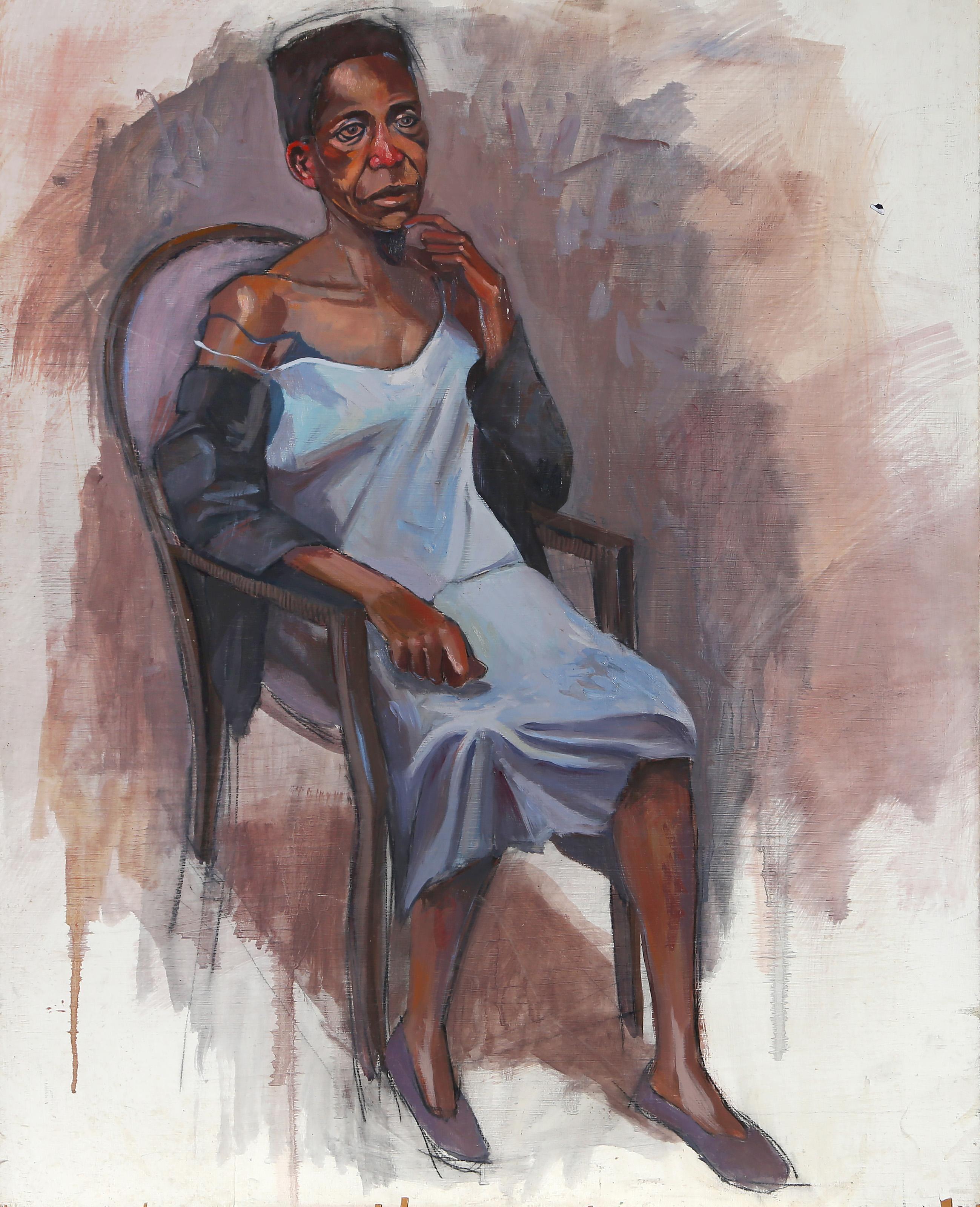 Inigo Sesma (1987 - ) - La Promesa Azul, Year:  2011, Medium:  Oil on Board, signed, titled and dated on verso, Size:  30 x 24 in. (76.2 x 60.96 cm)


