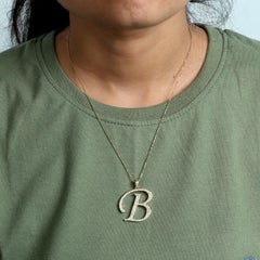 Initial B Letter Alphabet Pendant With Diamonds Made In 14k Yellow Gold