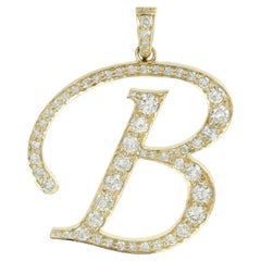 Initial B Letter Alphabet Pendant With Diamonds Made In 14k Yellow Gold
