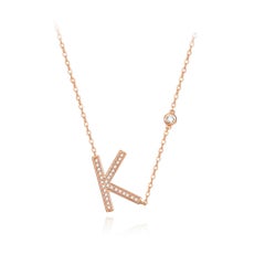K Initial Bezel Chain Necklace