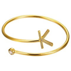 K Initial Wire Bezel Cuff