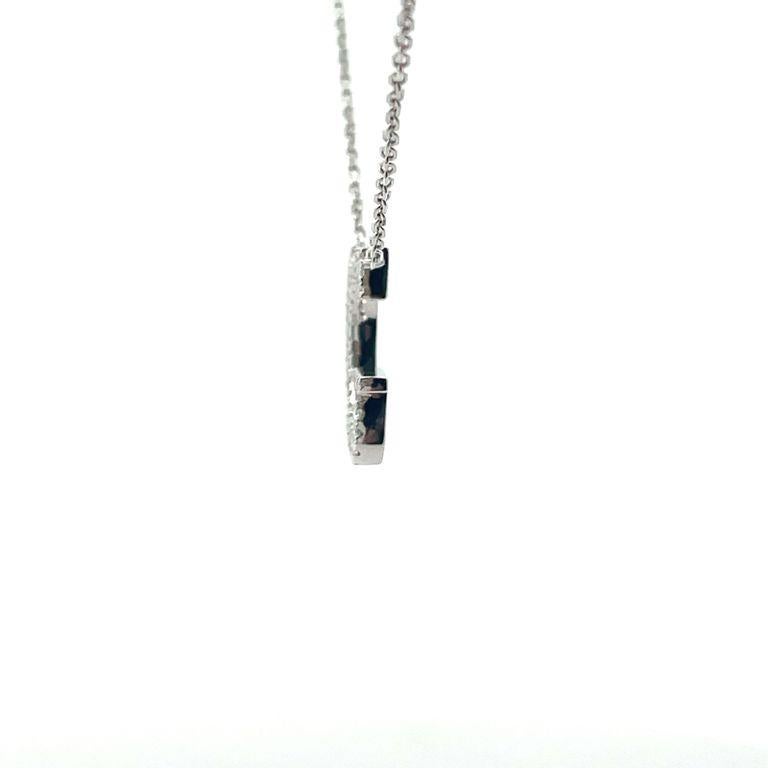Modern Initial Diamond Pendant Necklace Baguette & Round 0.50CT G/SI 14K White Gold For Sale