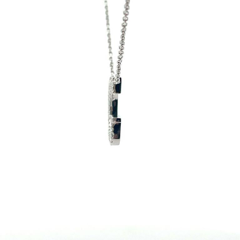 Initial-Diamant-Anhänger-Halskette Baguette & rund 0,50CT G/SI 14K Weißgold im Zustand „Neu“ in New York, NY