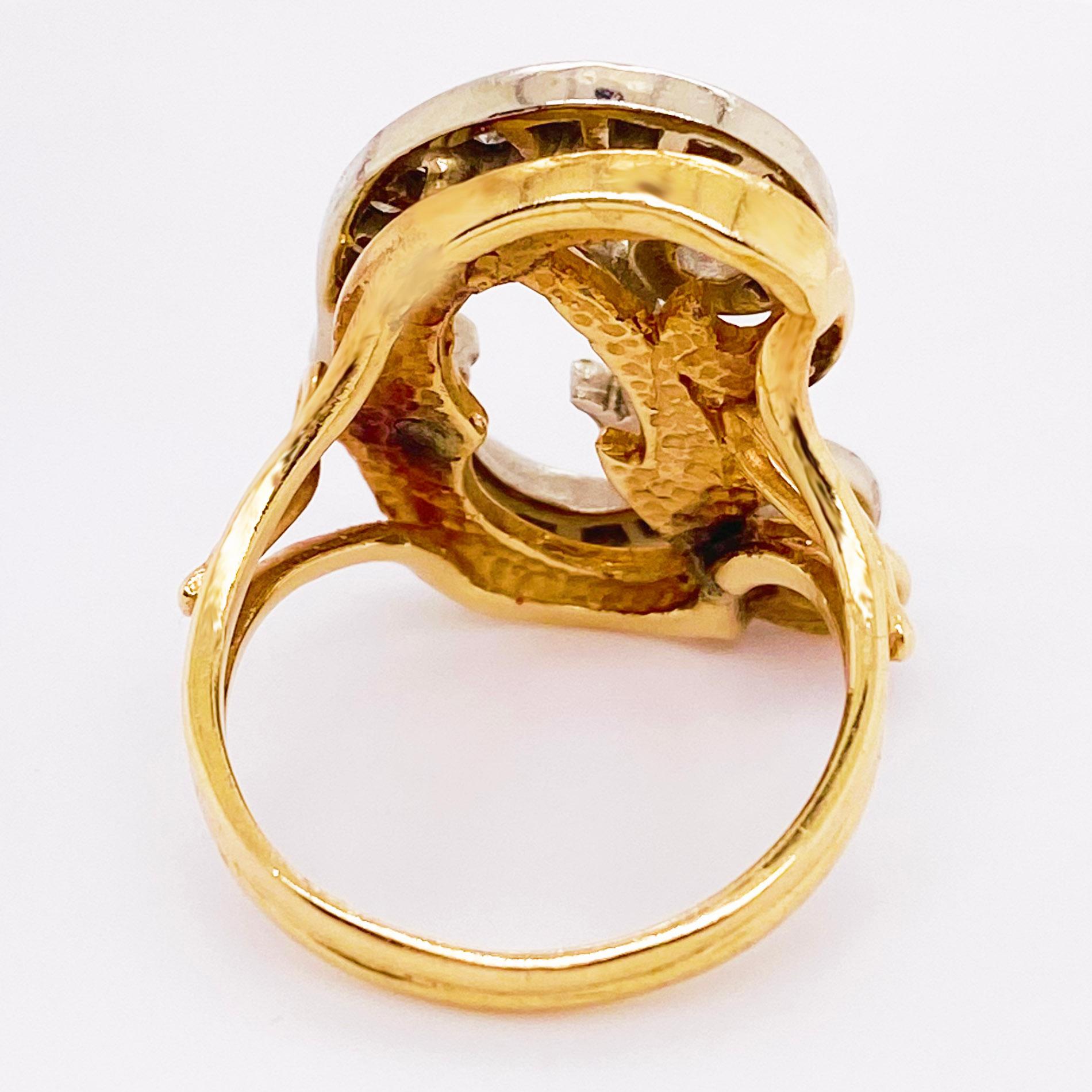 Modern Initial Diamond Ring, Letter D Ring, White and Yellow Gold, Diva Ring, Diamond D