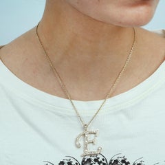 Initial E Letter Alphabet Pendant With Diamonds Made In 14k Yellow Gold