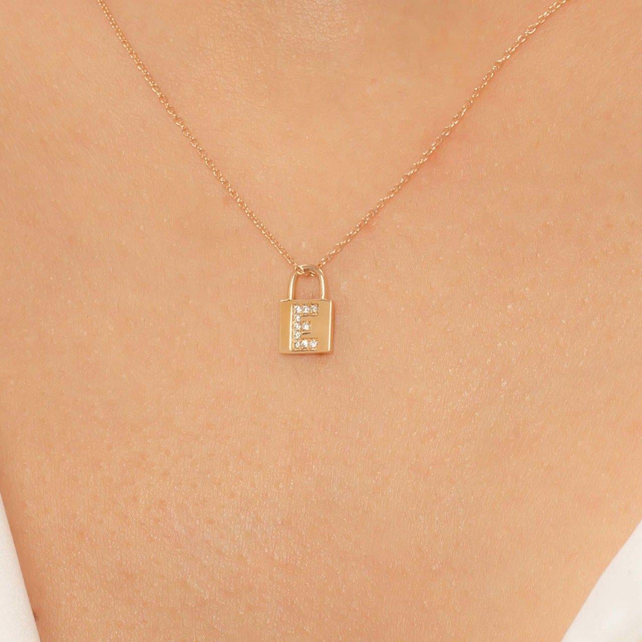 rose gold diamond initial necklace