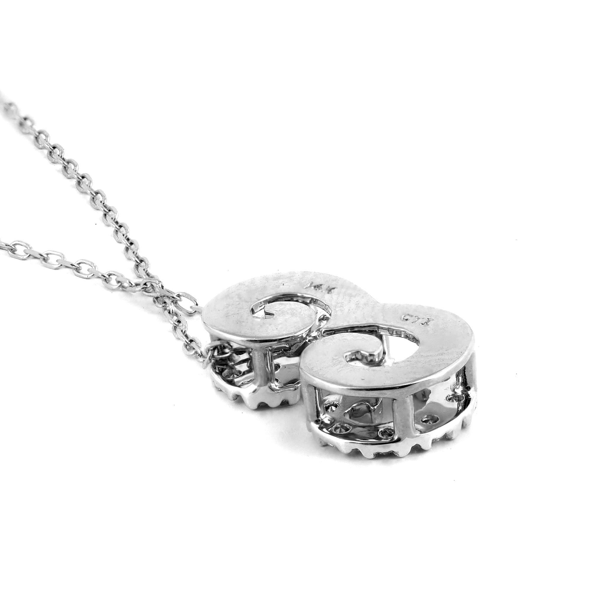 Initialenanhänger „E“ mit Diamantsteinen 0,12 Karat in 14K Weißgold, 18