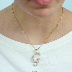 Initial G Letter Alphabet Pendant With Diamonds Made In 14k Yellow Gold