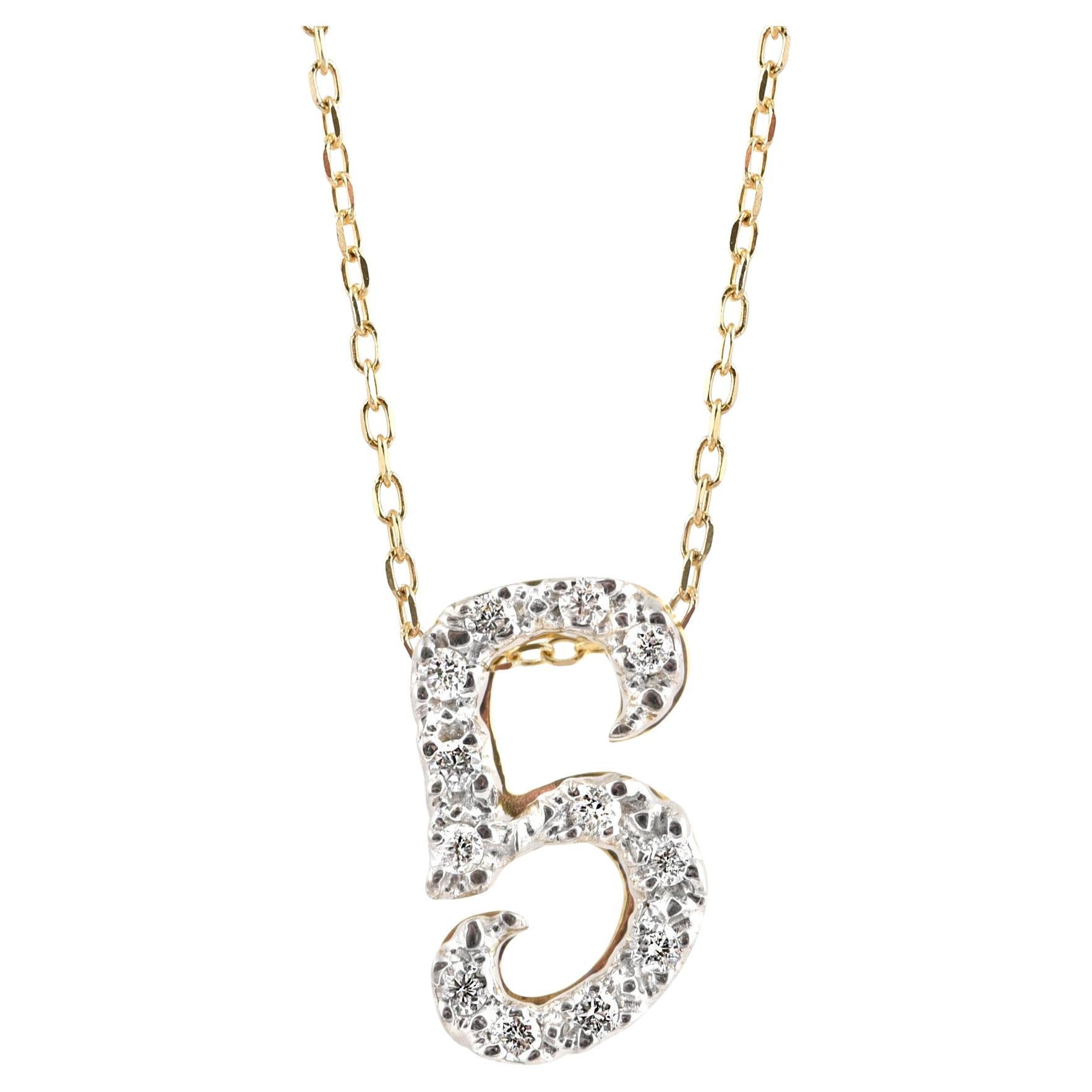 Pendentif « G » initial avec pierres de diamant 0,14 carat en or blanc et jaune 14 carats