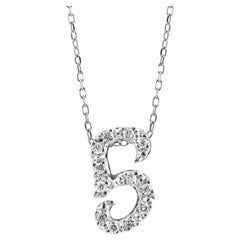 Initialenanhänger „G“ mit Diamantsteinen 0,14 Karat in 14K Weißgold, 18" Kette