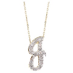 Initial "J" Pendant with Diamond Stones 0.15 carats in 14K White and Yellow Gold