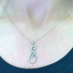 Initial letter E personalised pendant necklace yellow gold