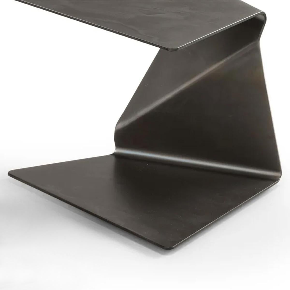 Hand-Crafted Initial Metal Medium Side Table For Sale