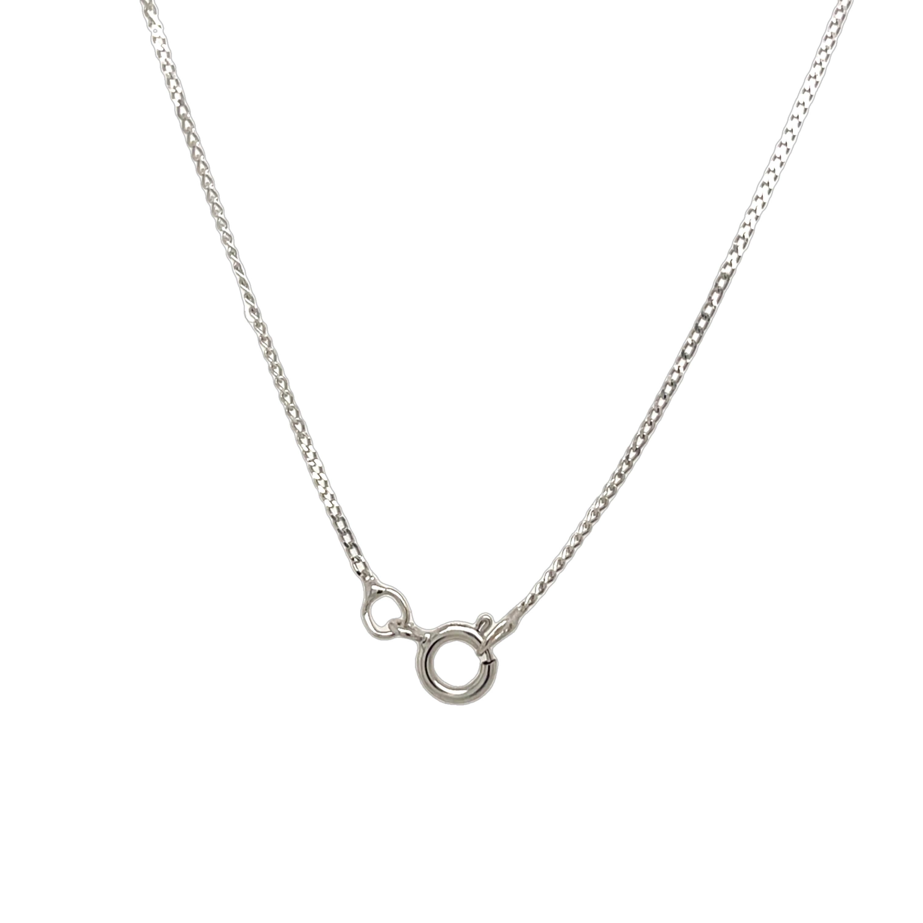 Taille ronde Pendentif initial N en or blanc 18 carats sur chaîne en or blanc 18 carats en vente