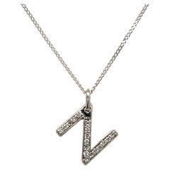 Initial 'N' Pendant in 18ct White Gold on 18ct White Gold Chain