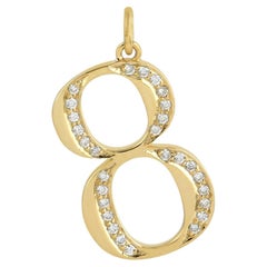 Colgante de diamantes con pavé número 8 de oro amarillo de 14 quilates